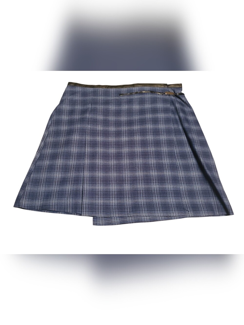 Exact Change blue plaid mini skirt